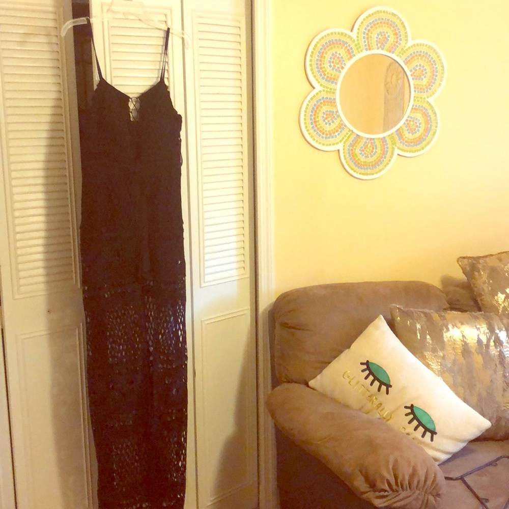 Shorts Romper with Crochet Overlay Maxi